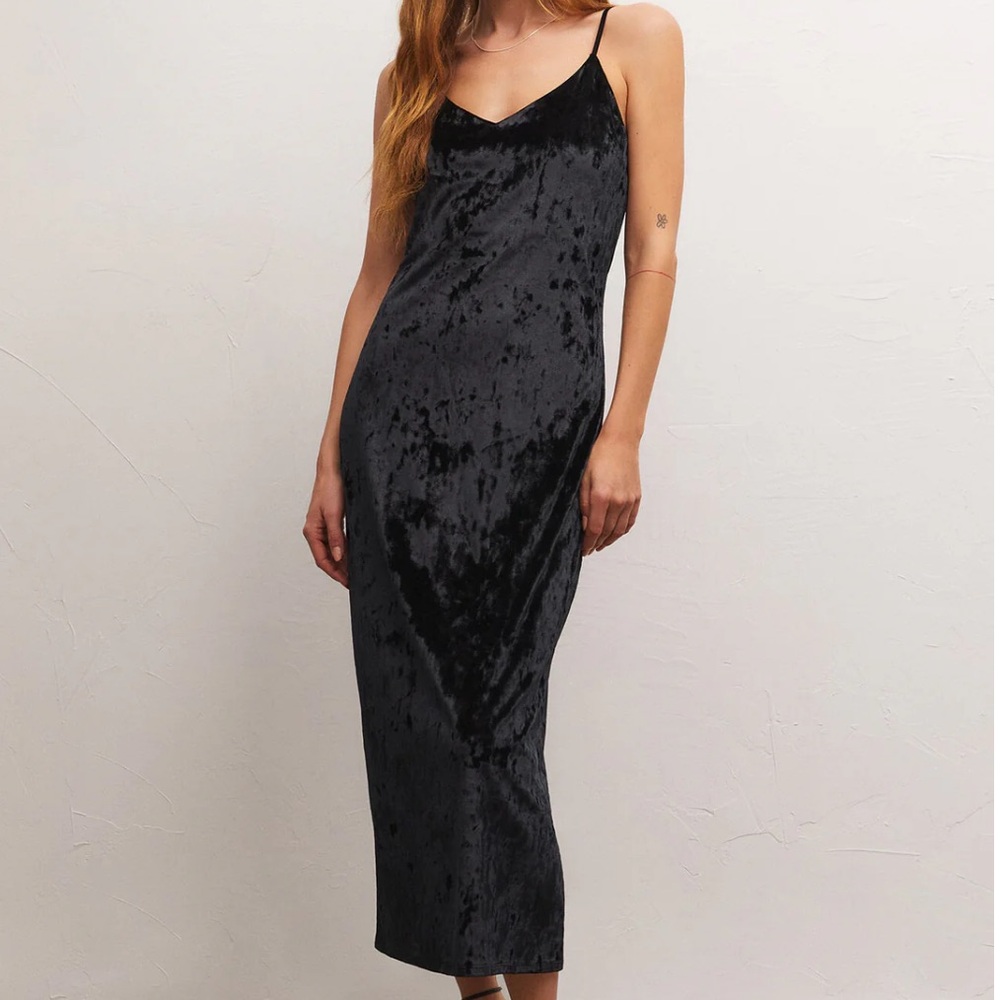 Vintage black Crushed Velvet Dress